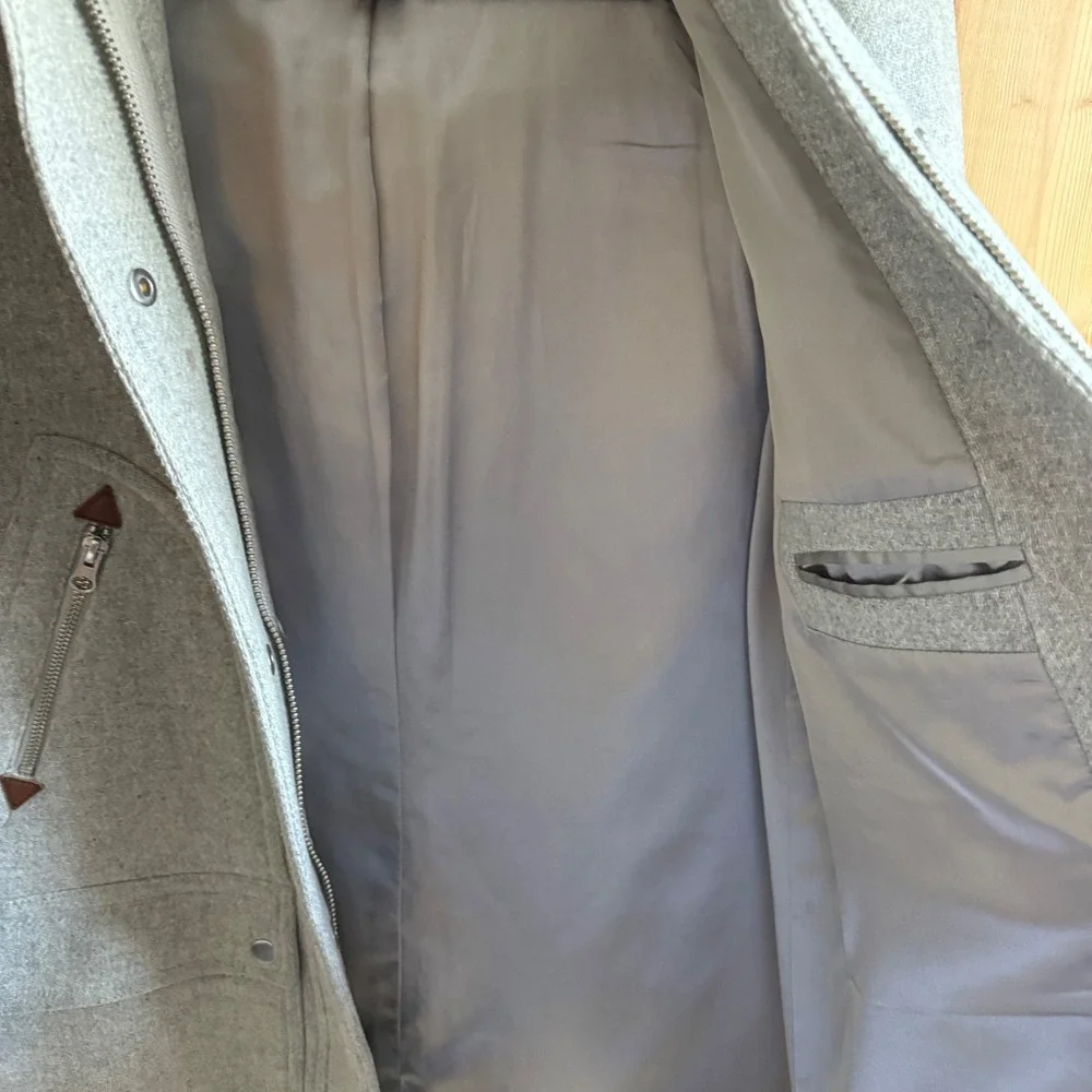 J.Crew Stadium Cloth Nello Gori Wool Blend Hooded Coat Gray Parka Size 00 - Picture 14 of 16